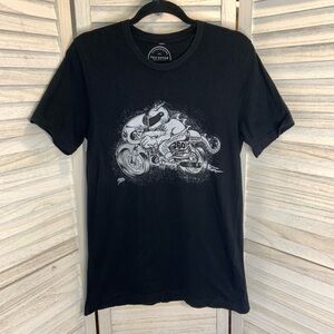 Denton Moto Event Merch Black and White Motorcycle Driver Graphic T Shirt